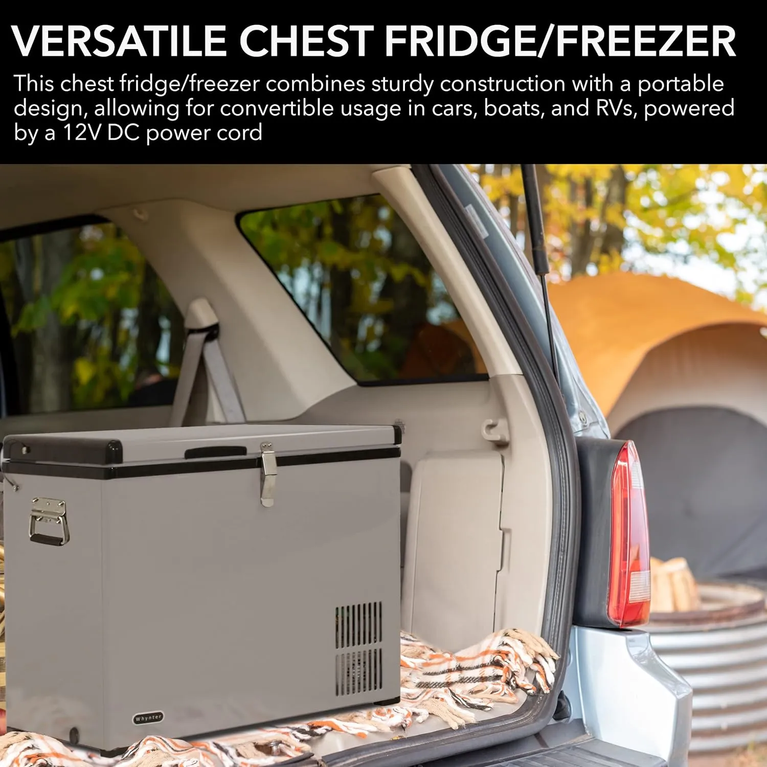 Whynter Qt FM-45G Portable Refrigerator and Deep, AC 110V/ DC 12V, Real Chest Freezer for Car, Home, Camping, and RV with-8°F to 50°F Temperature Range, 45 Quart Dual Zone, Gray