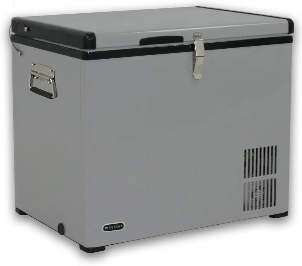 Whynter Qt FM-45G Portable Refrigerator and Deep, AC 110V/ DC 12V, Real Chest Freezer for Car, Home, Camping, and RV with-8°F to 50°F Temperature Range, 45 Quart Dual Zone, Gray