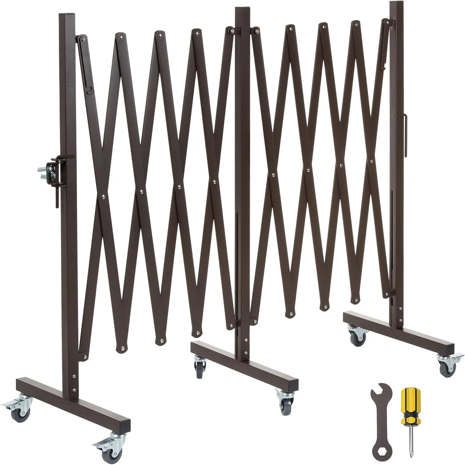 WICHEMI Expandable Gate, 16.4FT Folding Security Gate, Iron Driveway Gates Outdoor Accordion Gate Industrial Safety Barricade for Wide Openings, Temporary Traffic Barricade