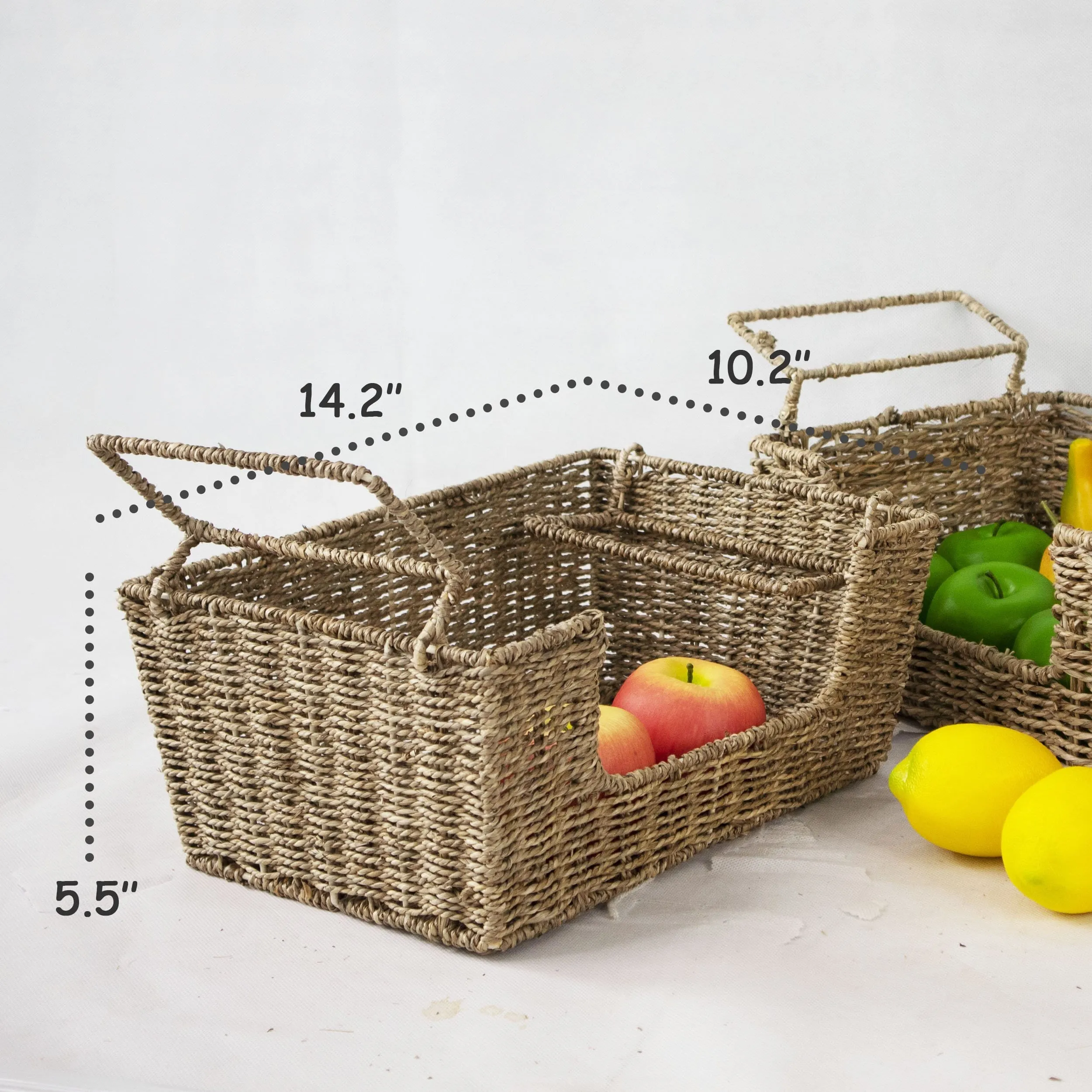 Wicker Stacking Storage Basket Bins - Set of 2