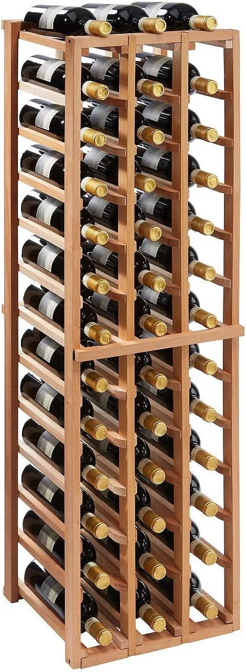 Wine Enthusiast N'FINITY Stackable 4 Foot Wine Rack - 3 Column - Solid Mahogany - 36 Bottles - Stylish Durable Wine Rack Home Decor – Bar Cabinet Liquor Storage