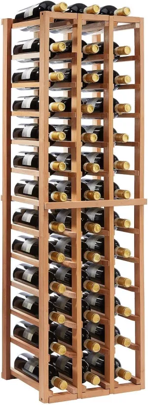 Wine Enthusiast N'FINITY Stackable 4 Foot Wine Rack - 3 Column - Solid Mahogany - 36 Bottles - Stylish Durable Wine Rack Home Decor – Bar Cabinet Liquor Storage