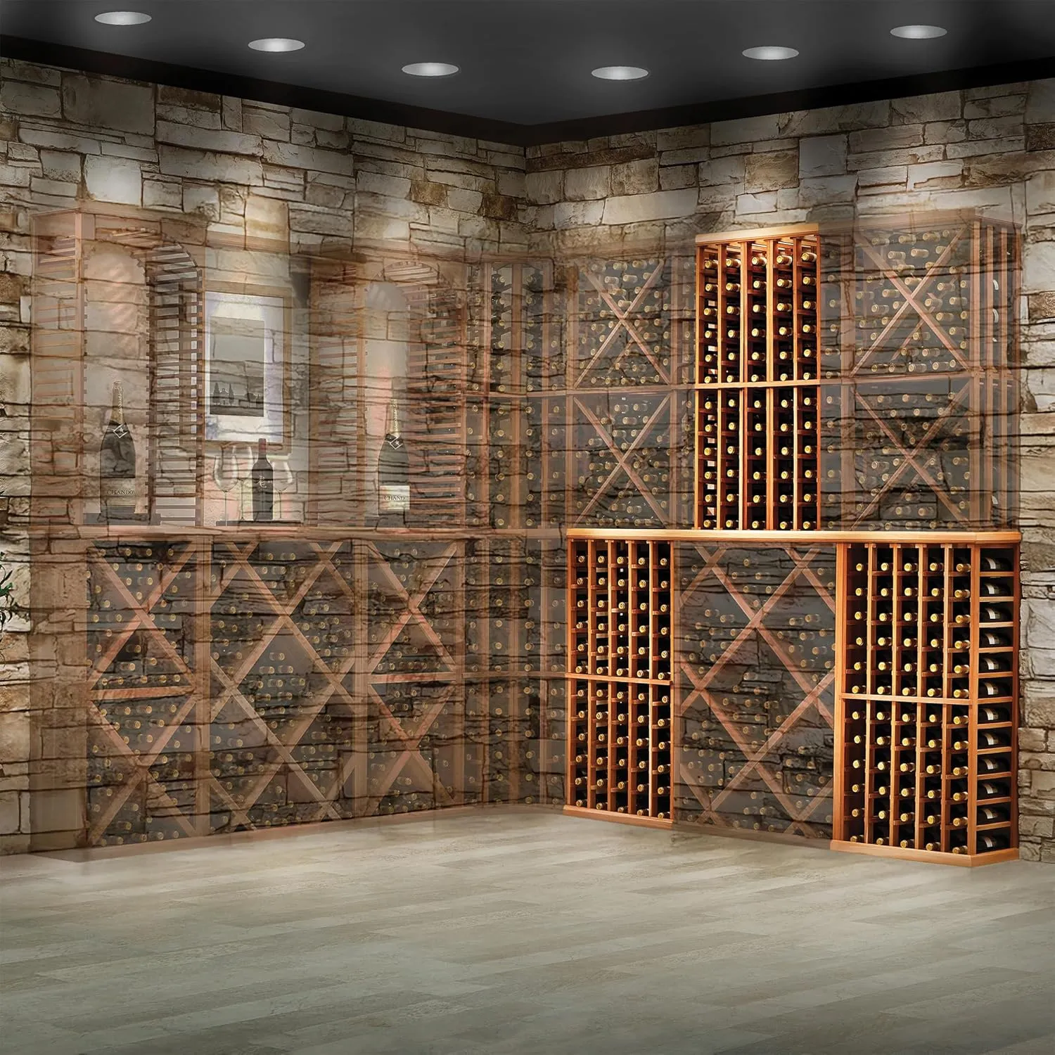 Wine Enthusiast N'FINITY Stackable 4 Foot Wine Rack - 5 Column - Solid Mahogany - 60 Bottles - Stylish Durable Wine Rack Home Decor – Bar Cabinet Liquor Storage