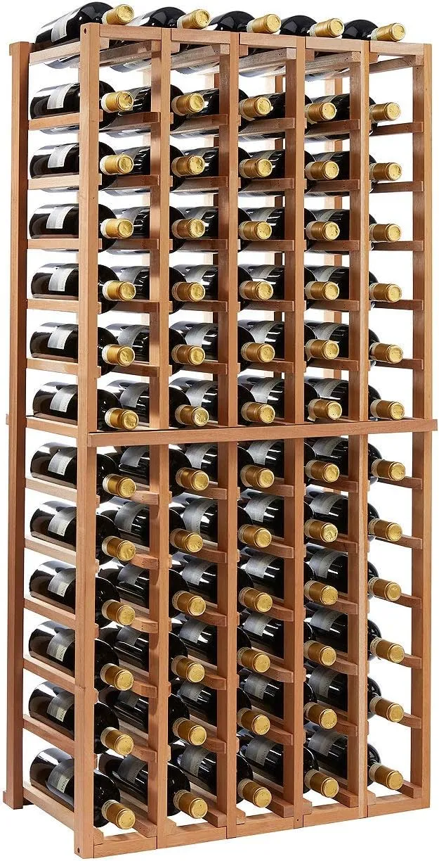 Wine Enthusiast N'FINITY Stackable 4 Foot Wine Rack - 5 Column - Solid Mahogany - 60 Bottles - Stylish Durable Wine Rack Home Decor – Bar Cabinet Liquor Storage