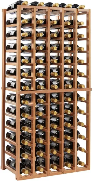 Wine Enthusiast N'FINITY Stackable 4 Foot Wine Rack - 5 Column - Solid Mahogany - 60 Bottles - Stylish Durable Wine Rack Home Decor – Bar Cabinet Liquor Storage