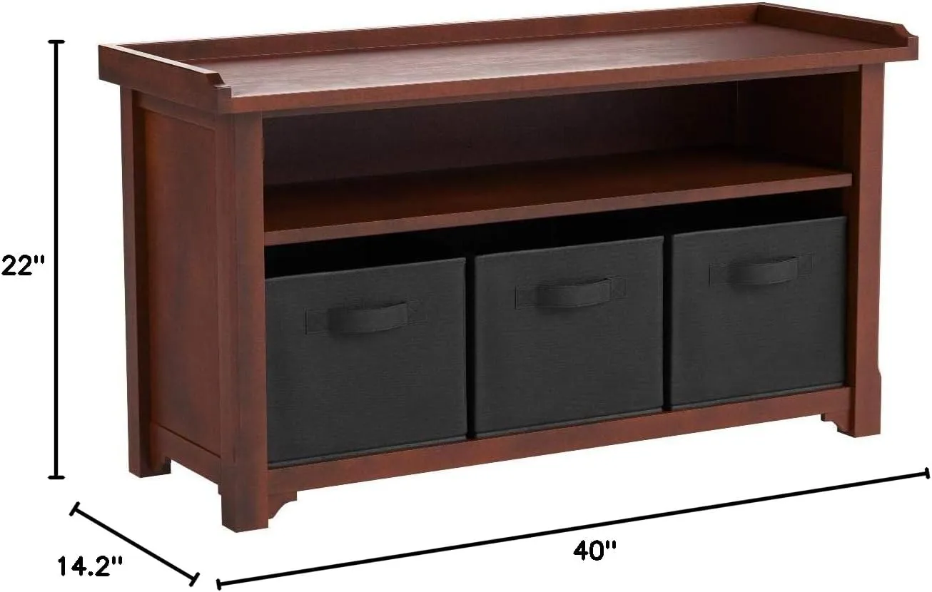 Winsome Verona Bench, 3 Small, Walnut/Black