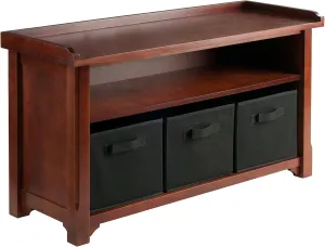Winsome Verona Bench, 3 Small, Walnut/Black