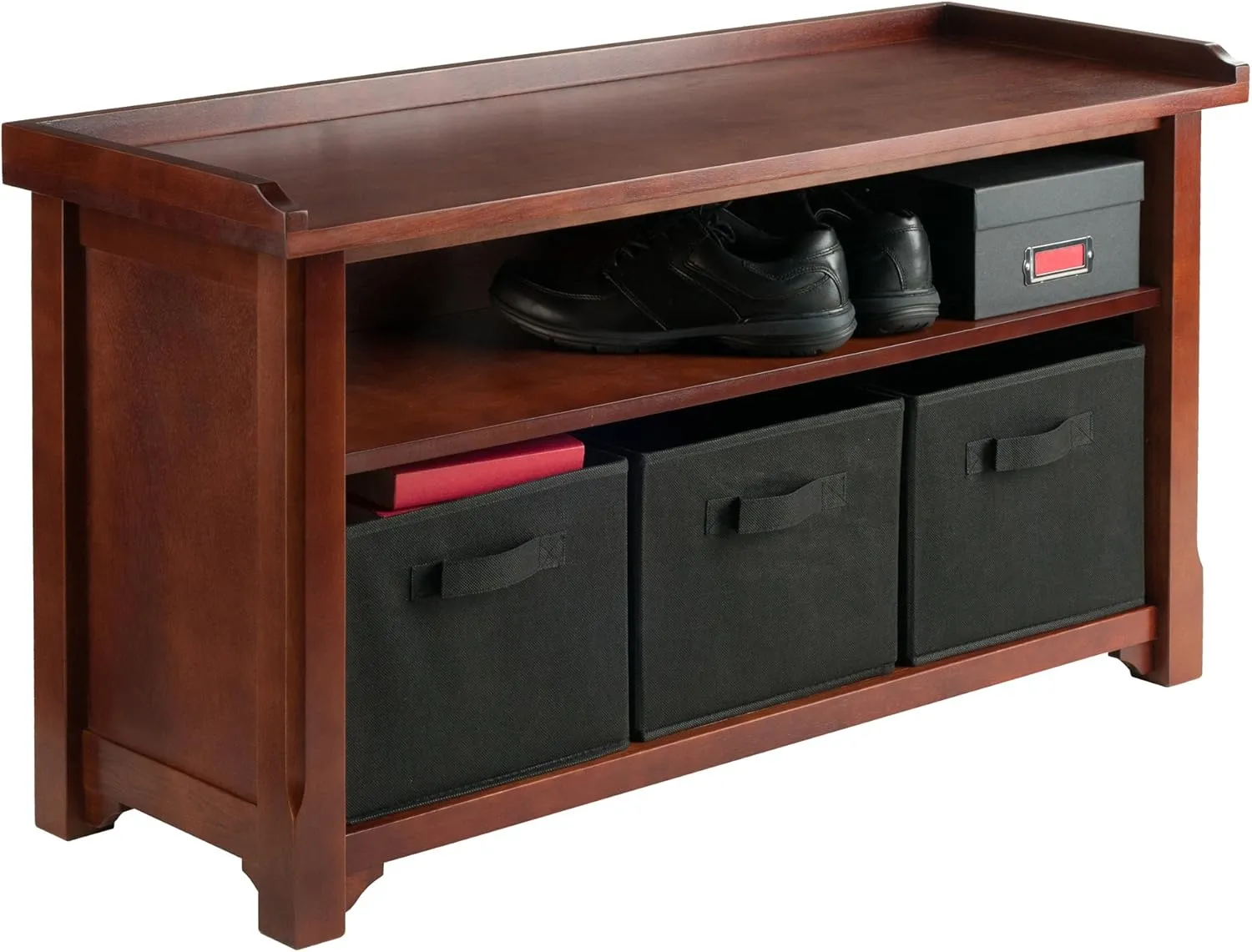 Winsome Verona Bench, 3 Small, Walnut/Black