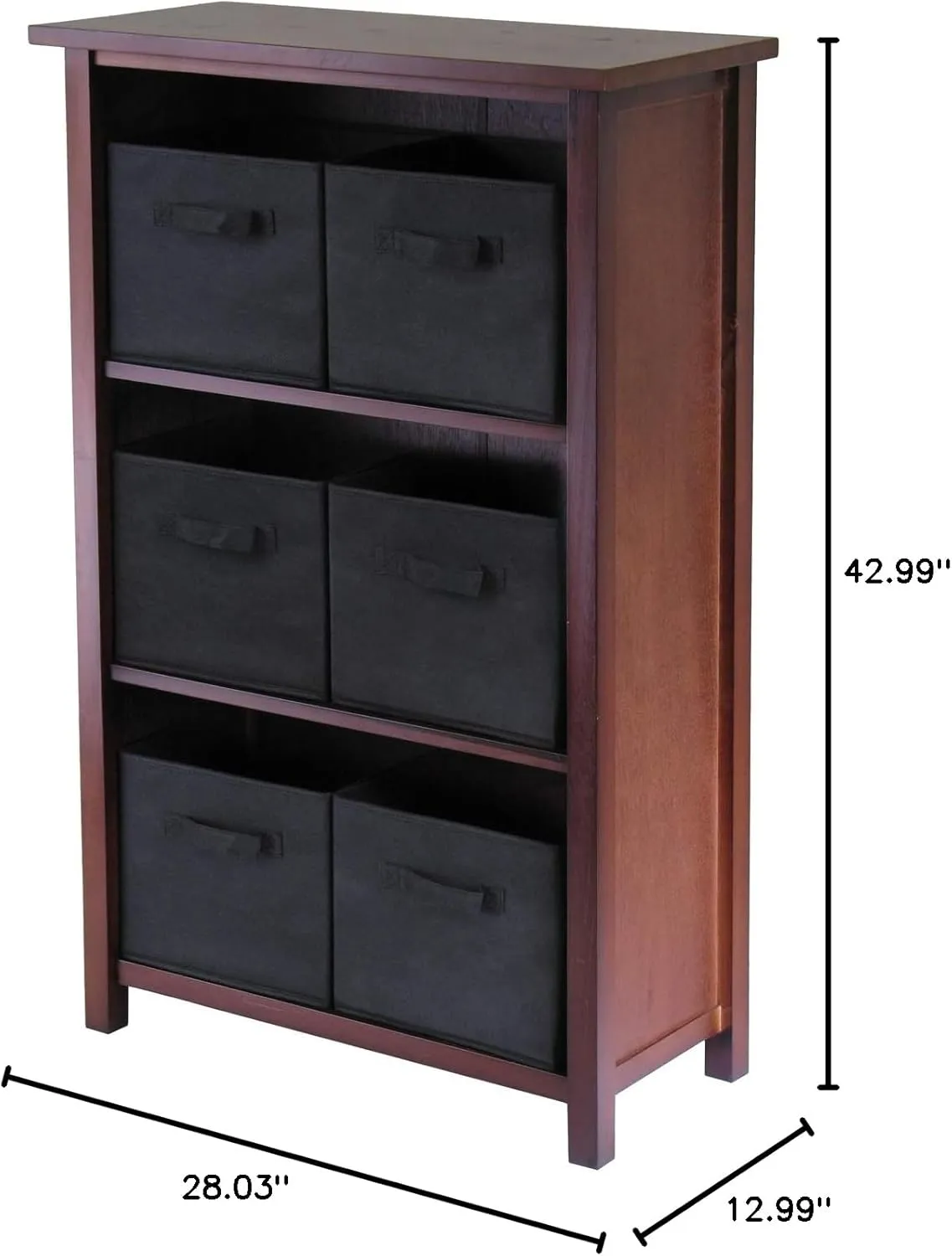 Winsome Verona Storage/Organization, 6 Small, Walnut/Black