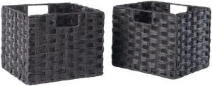 Winsome Wood Melanie 2-Pc Foldable Woven Fiber Basket Set, Chocolate