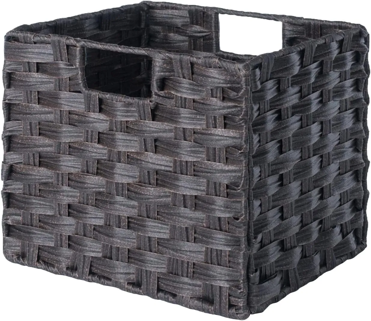 Winsome Wood Melanie 2-Pc Foldable Woven Fiber Basket Set, Chocolate