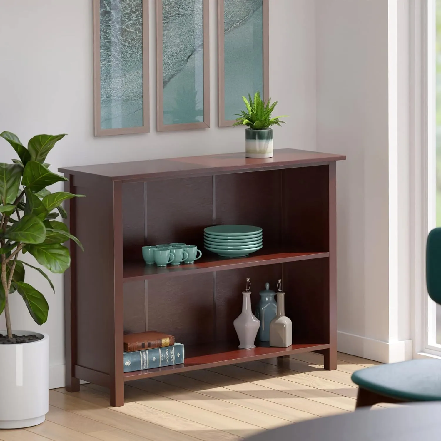 Winsome Wood Milan Shelving, Long, Antique Walnut