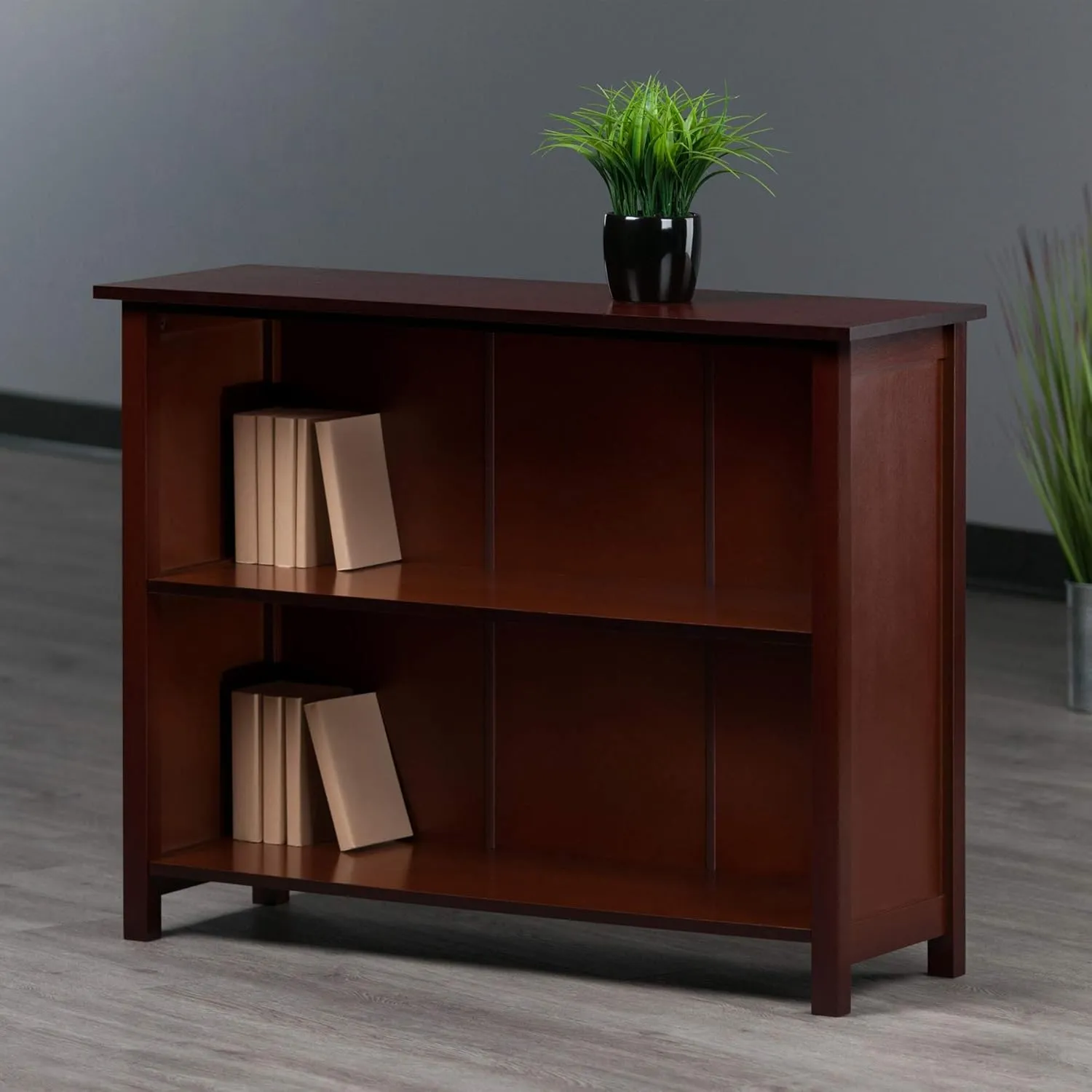 Winsome Wood Milan Shelving, Long, Antique Walnut