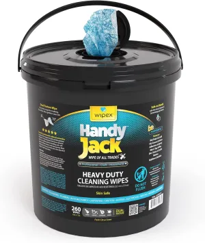 Wipex Handy Jack Heavy Duty Wipes, Dual Texture Cleaning Cloth, Use on Hands, Equipment, Tools - Removes Paint, Adhesives, Oil, Grease, & Dirt, Bulk Size, 260 Count (Pack of 1)