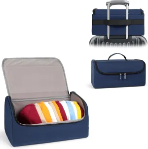 WOMACO Hat Organizer Bag for Baseball Caps, Hard Shell Large Hat Storage Holder Bag for Travel and Moving, Snapback Cap Carrier Case for 9-12 Caps (Dark Blue, Medium)
