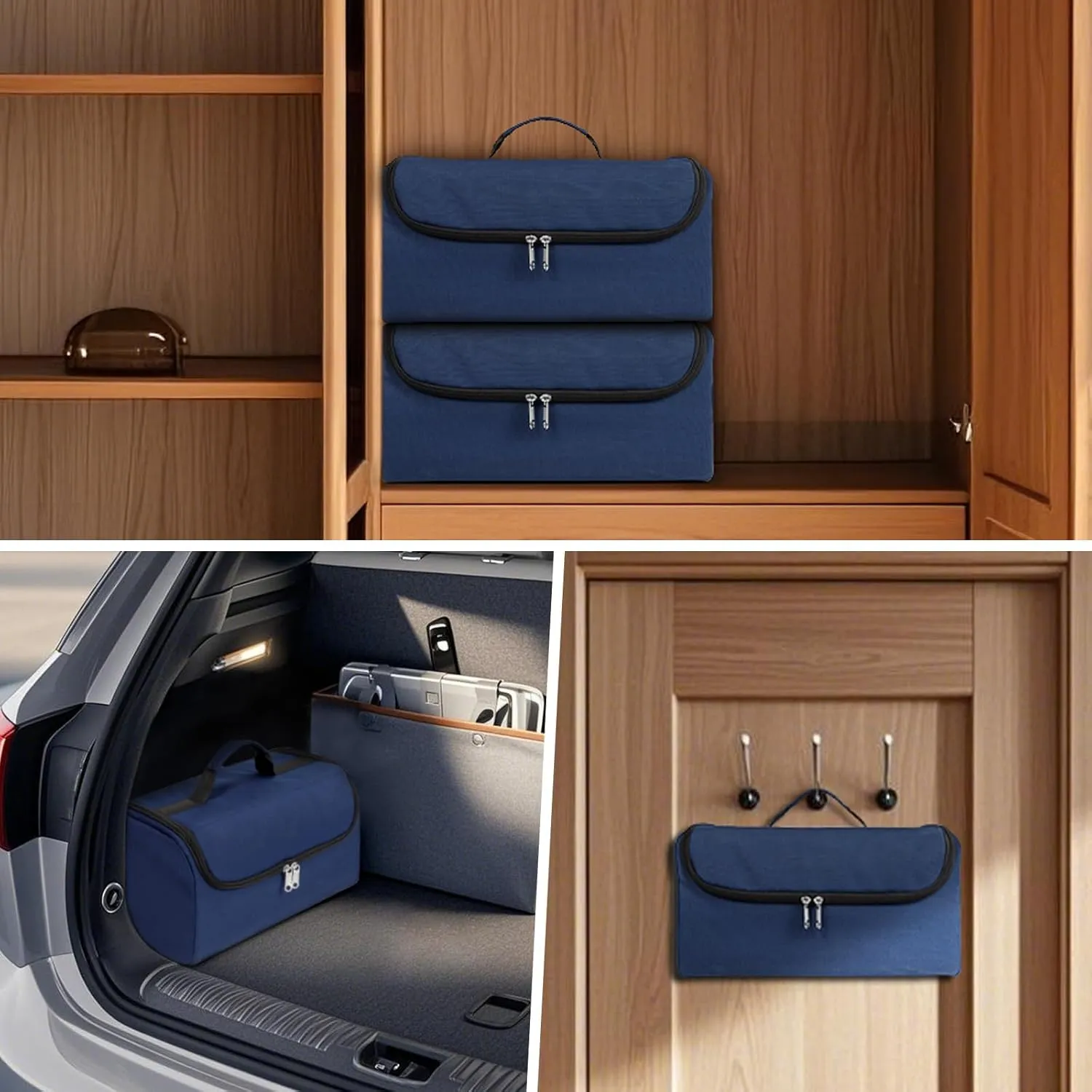 WOMACO Hat Organizer Bag for Baseball Caps, Hard Shell Large Hat Storage Holder Bag for Travel and Moving, Snapback Cap Carrier Case for 9-12 Caps (Dark Blue, Medium)