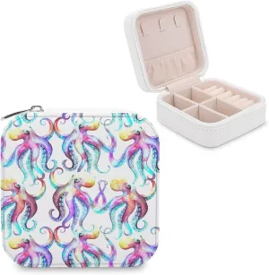 Woman PU Leather Jewelry Box, Small Travel Display Storage Organizer Case Bag Holder for Rings, Earrings, Necklaces, Bracelets