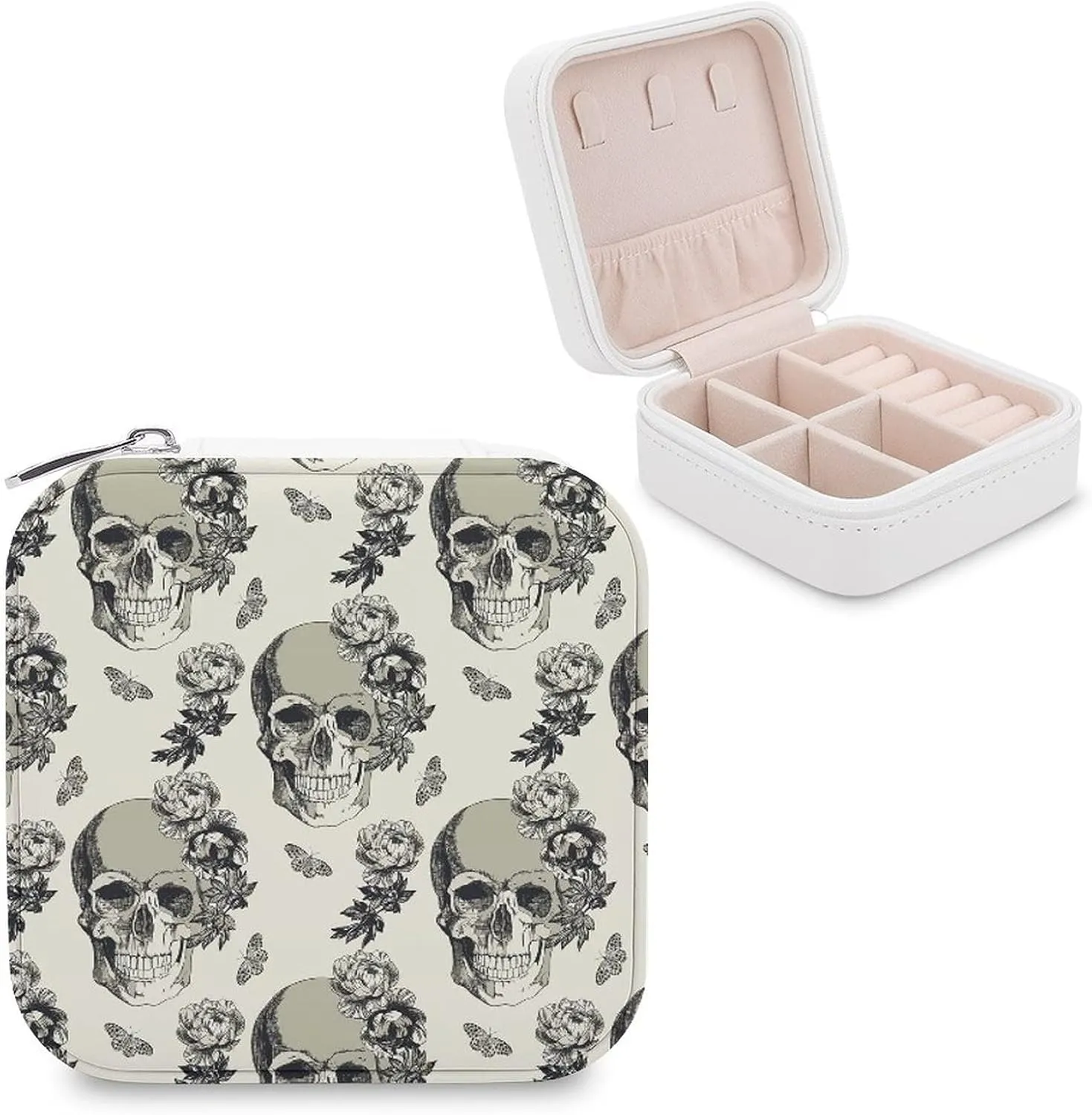 Woman PU Leather Jewelry Box, Small Travel Display Storage Organizer Case Bag Holder for Rings, Earrings, Necklaces, Bracelets
