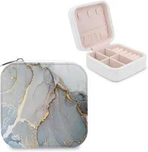 Woman PU Leather Jewelry Box, Small Travel Display Storage Organizer Case Bag Holder for Rings, Earrings, Necklaces, Bracelets