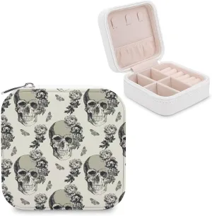 Woman PU Leather Jewelry Box, Small Travel Display Storage Organizer Case Bag Holder for Rings, Earrings, Necklaces, Bracelets