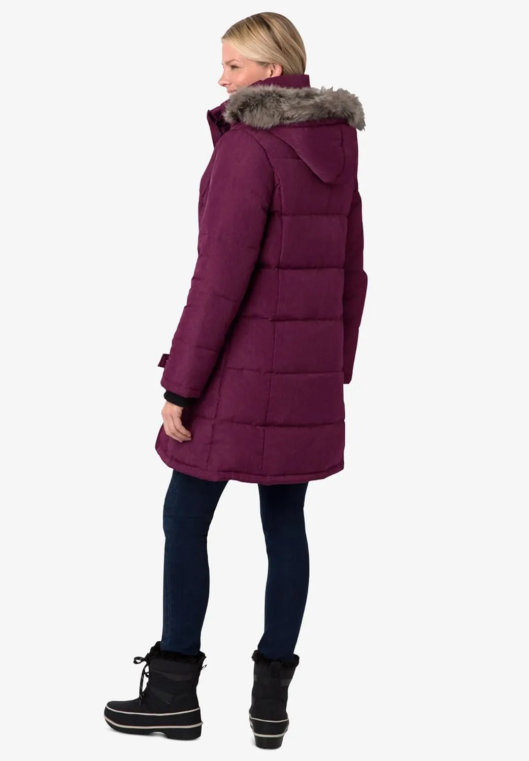 Woman Within Women's Plus Size Heathered Down Puffer Coat