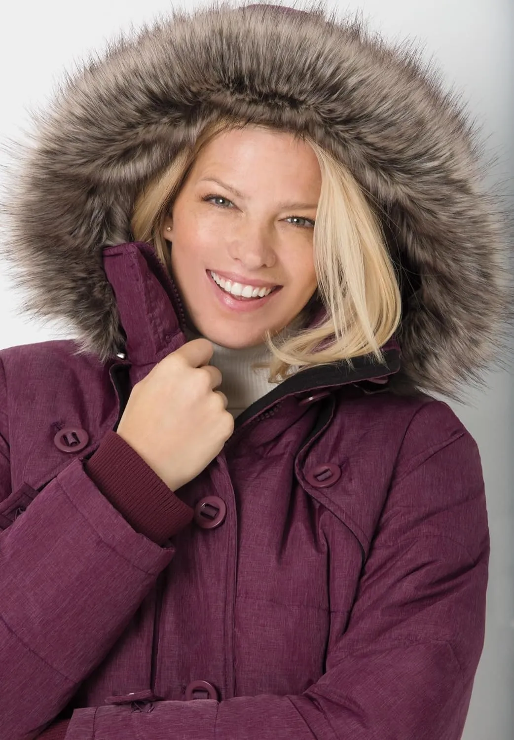 Woman Within Women's Plus Size Heathered Down Puffer Coat