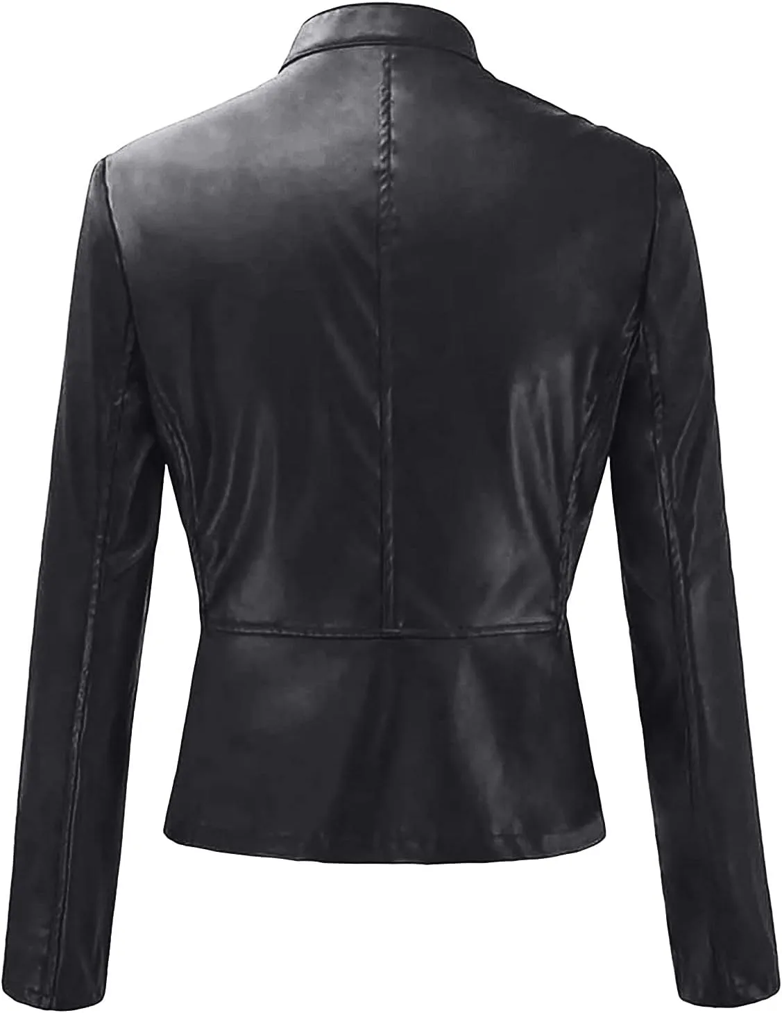 Women Faux Leather Jacket, Women's Zip Up Motorcycle Short PU Moto Biker Outwear Fitted Slim Coat Tops