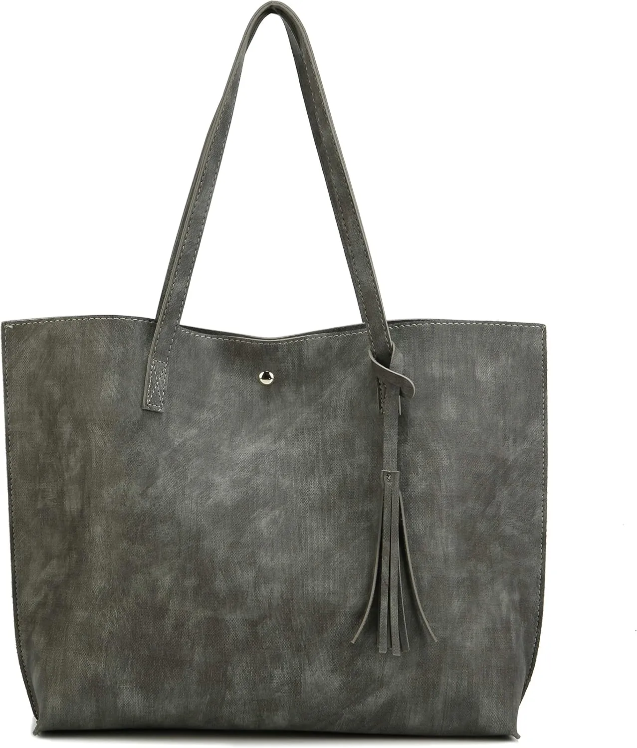 Women Tote Bags Top Handle Satchel Handbags PU Faux Leather Tote Bag with Tassel Shoulder Purse