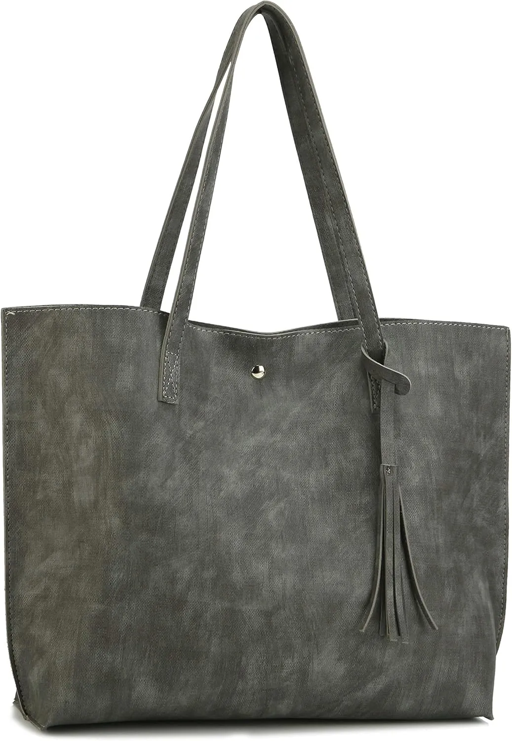 Women Tote Bags Top Handle Satchel Handbags PU Faux Leather Tote Bag with Tassel Shoulder Purse