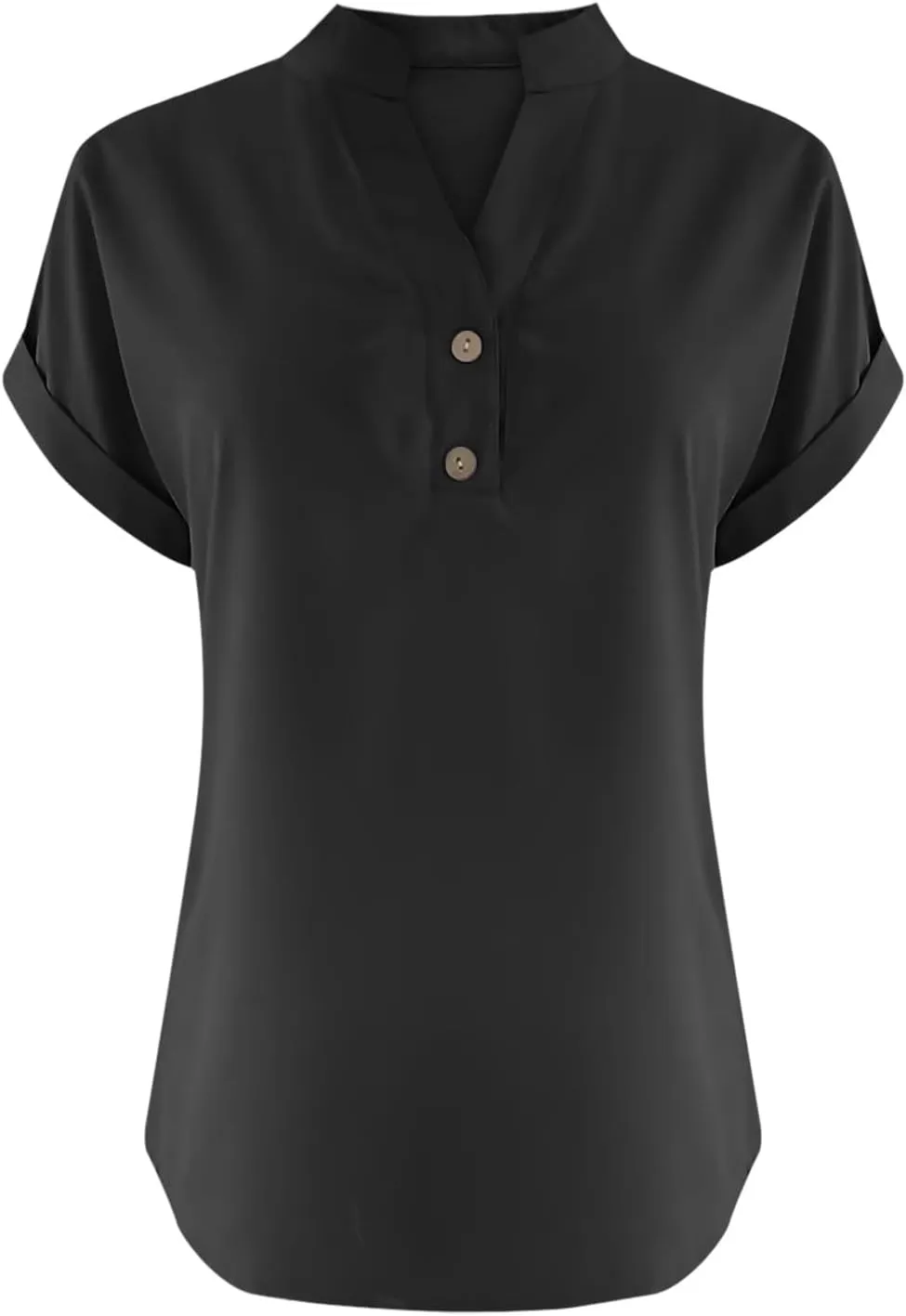Womens Button Down Linen Shirts Short Sleeve V Neck Dressy Casual Business Work Blouses Loose Fit Summer Tunic Tops