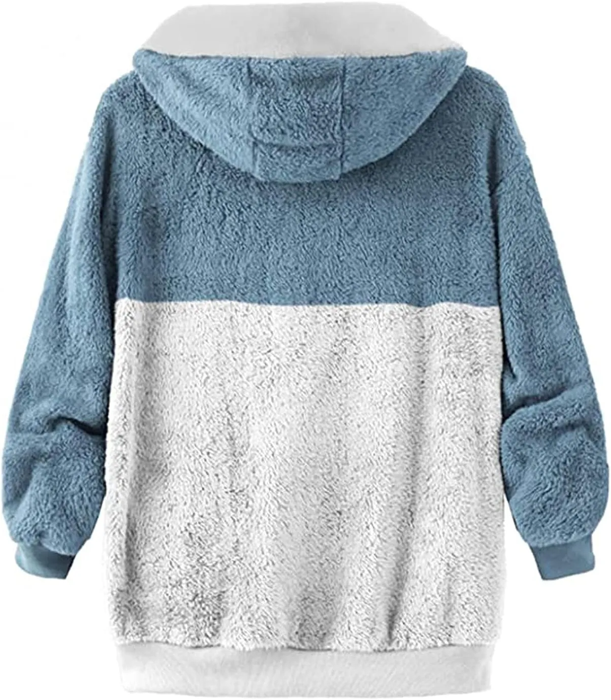 Women's Fleece Hooded Coat Loose Plus Size Zipper Winter Warm Long Sleeve Plush Hoodies Jacket Cardigan Sweaters