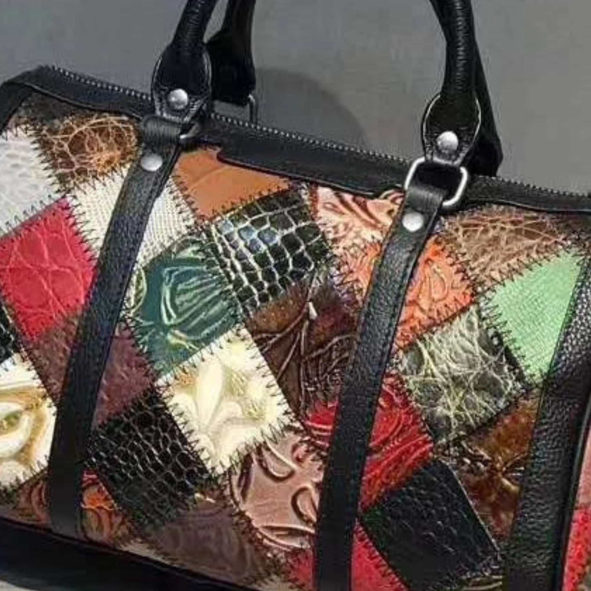 Women's Genuine Leather Cross Body Shoulder Duffle Bag