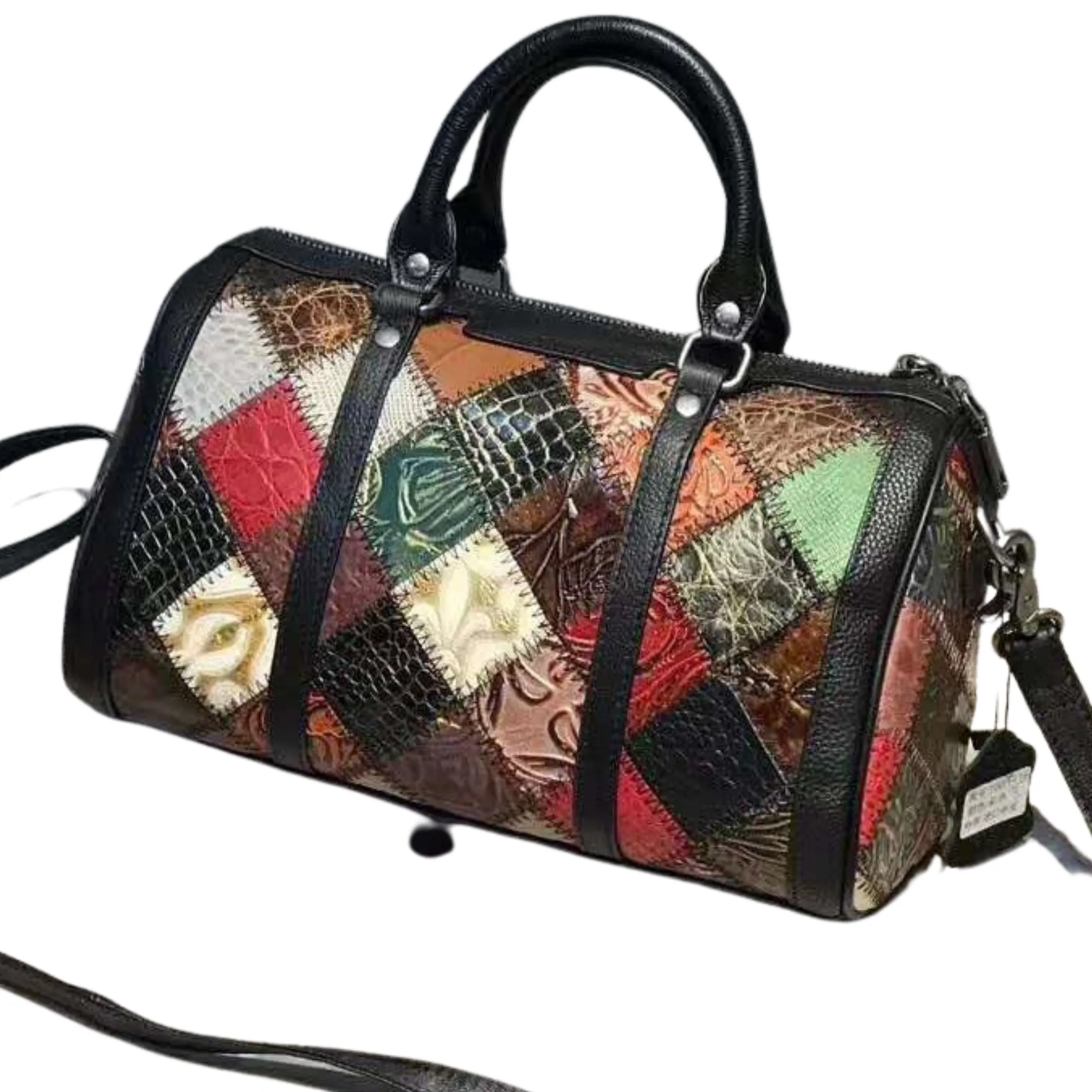 Women's Genuine Leather Cross Body Shoulder Duffle Bag
