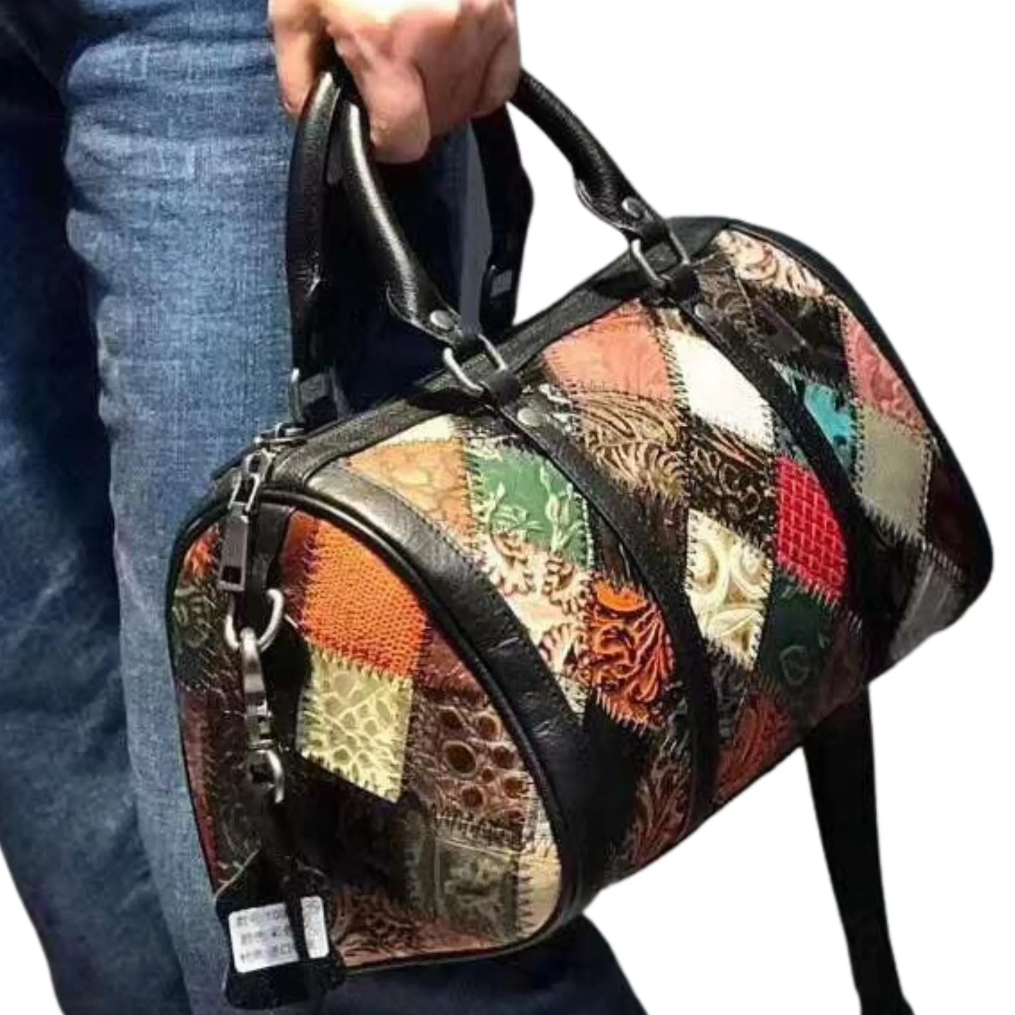 Women's Genuine Leather Cross Body Shoulder Duffle Bag