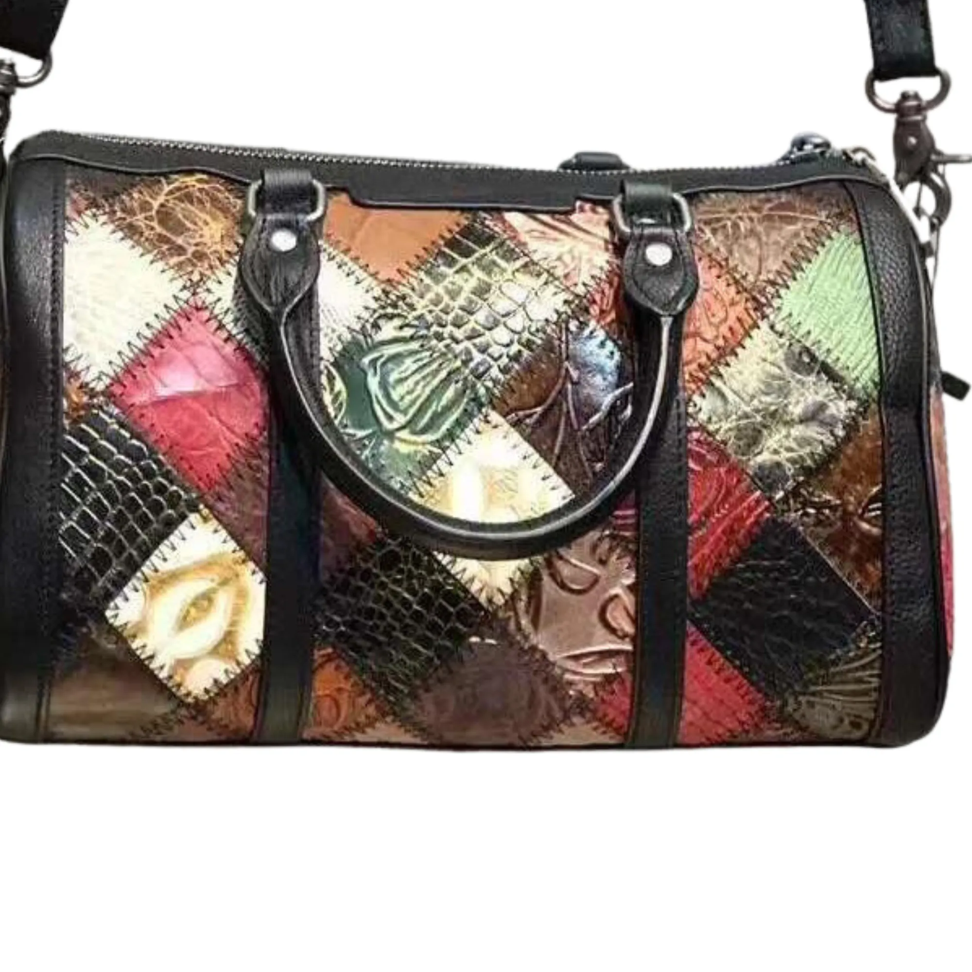 Women's Genuine Leather Cross Body Shoulder Duffle Bag