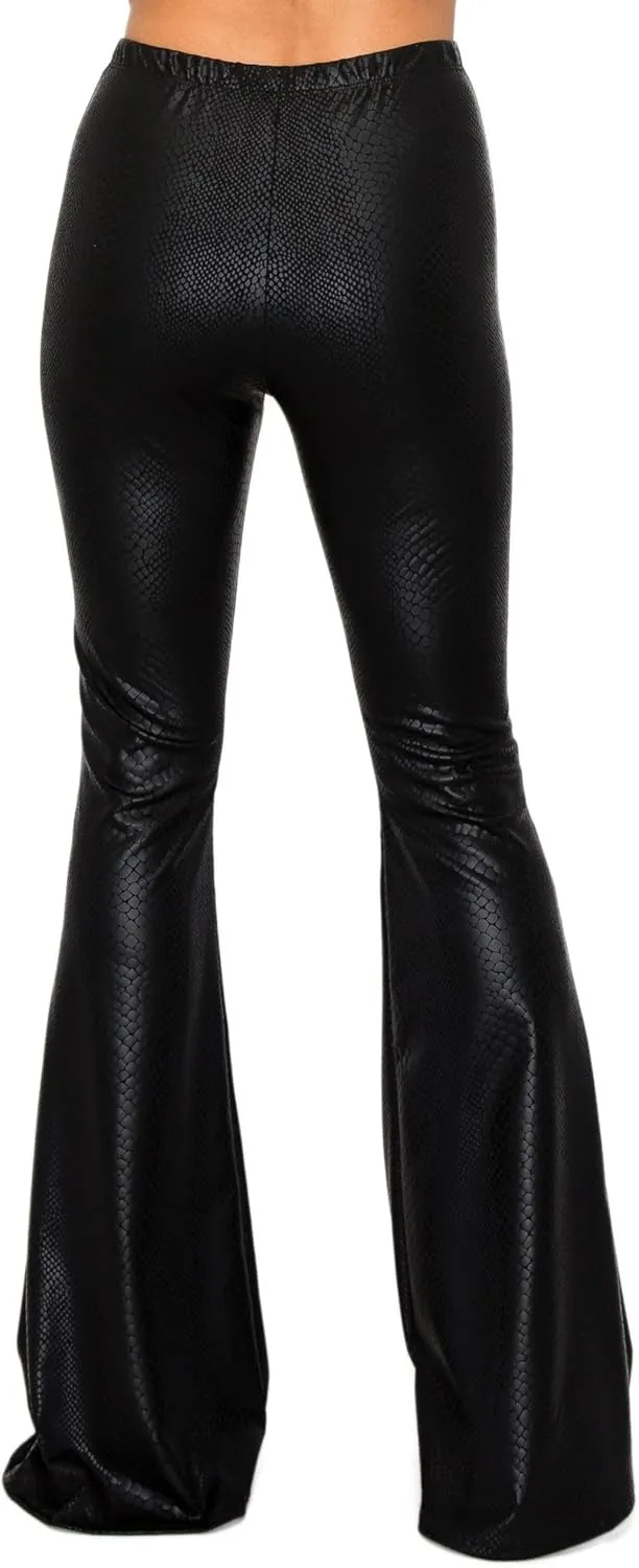 Women's J2 Love Faux Leather Bell Botom Flare Pants