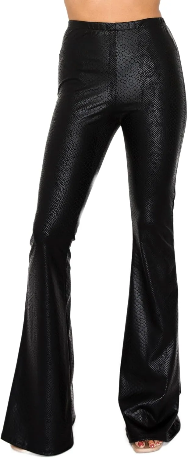 Women's J2 Love Faux Leather Bell Botom Flare Pants