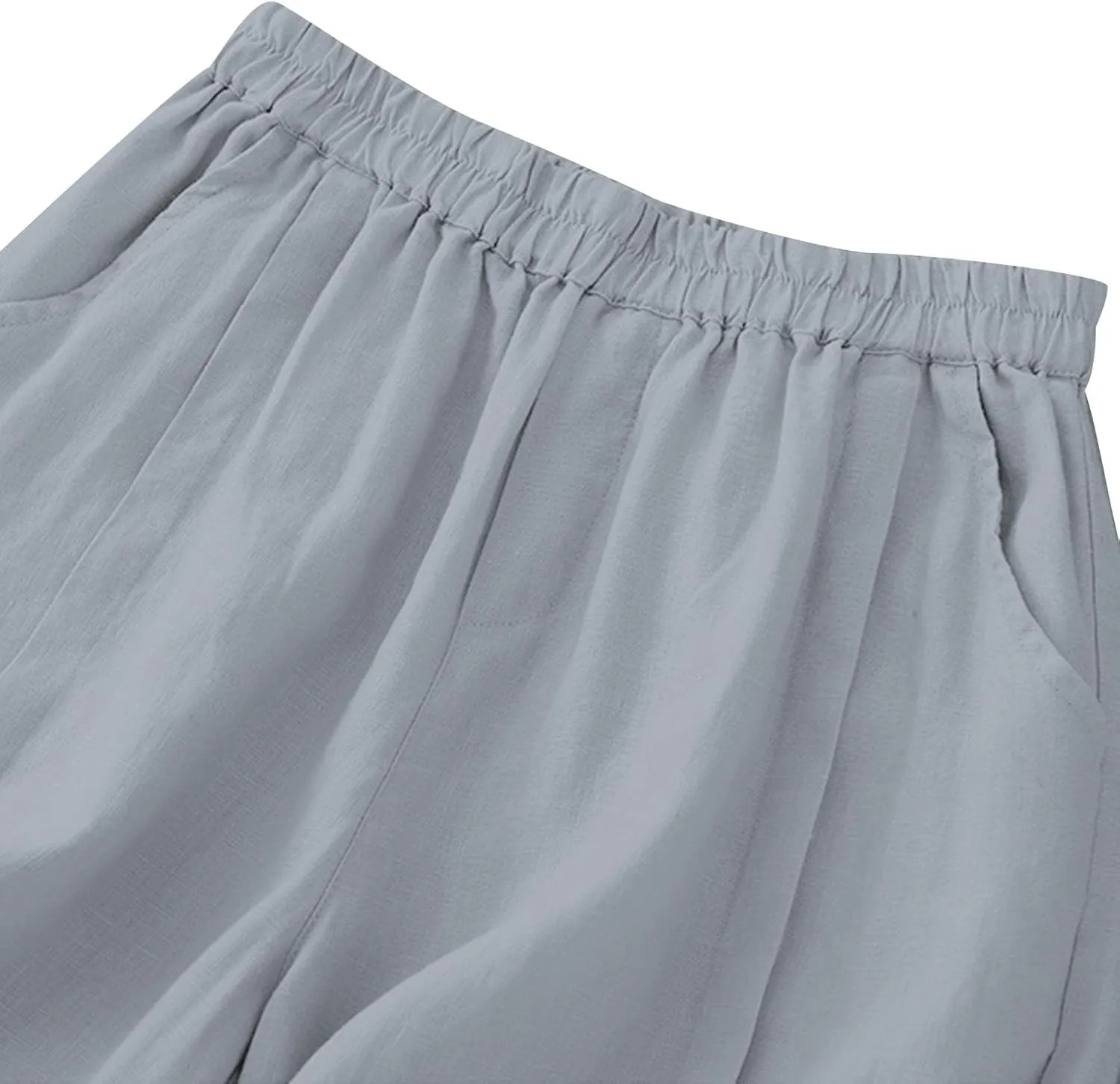 Women's Linen Shorts Ruffleed Elastic High Waisted Summer Casual Beach Vacation Shorts Summer Fashion 2025