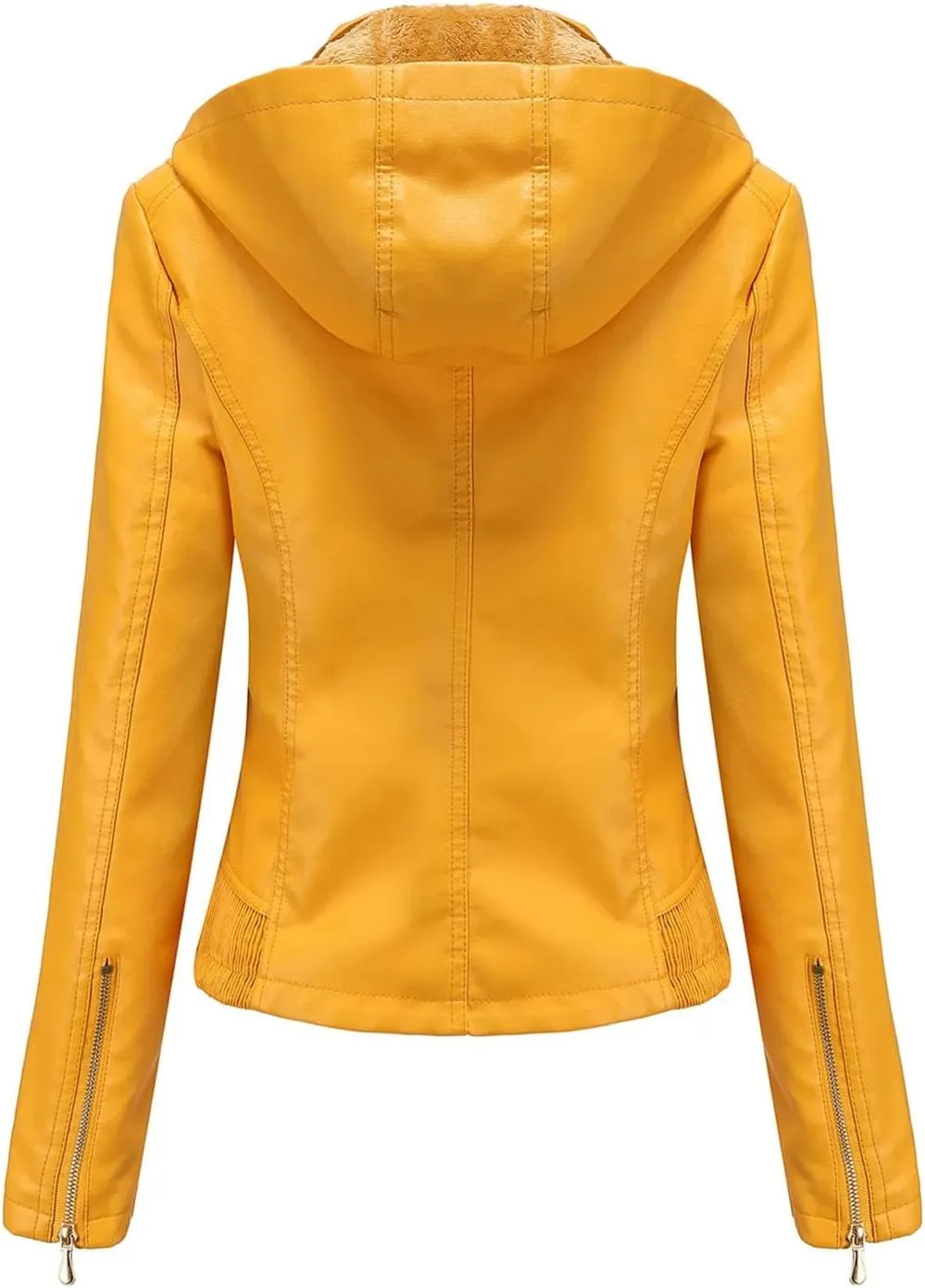 Women's Motorcycle Rider Zip-up jackets Hooded Faux Leather jackets Outerwear Women's Clothing Bodysuit jackets Tops