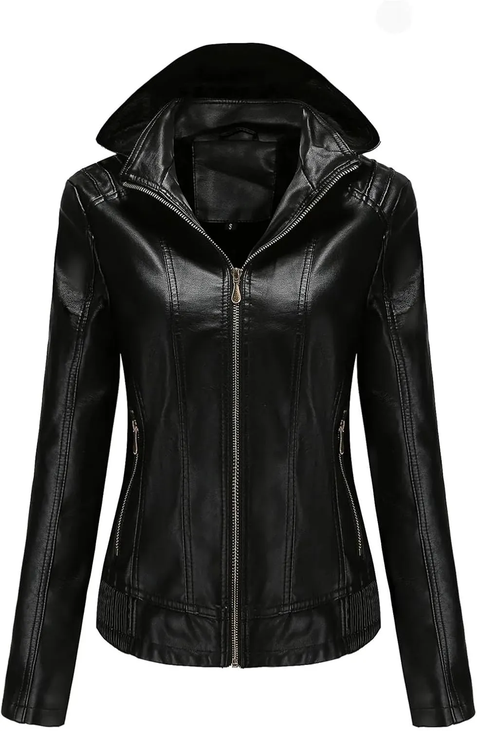 Women's Motorcycle Rider Zip-up jackets Hooded Faux Leather jackets Outerwear Women's Clothing Bodysuit jackets Tops