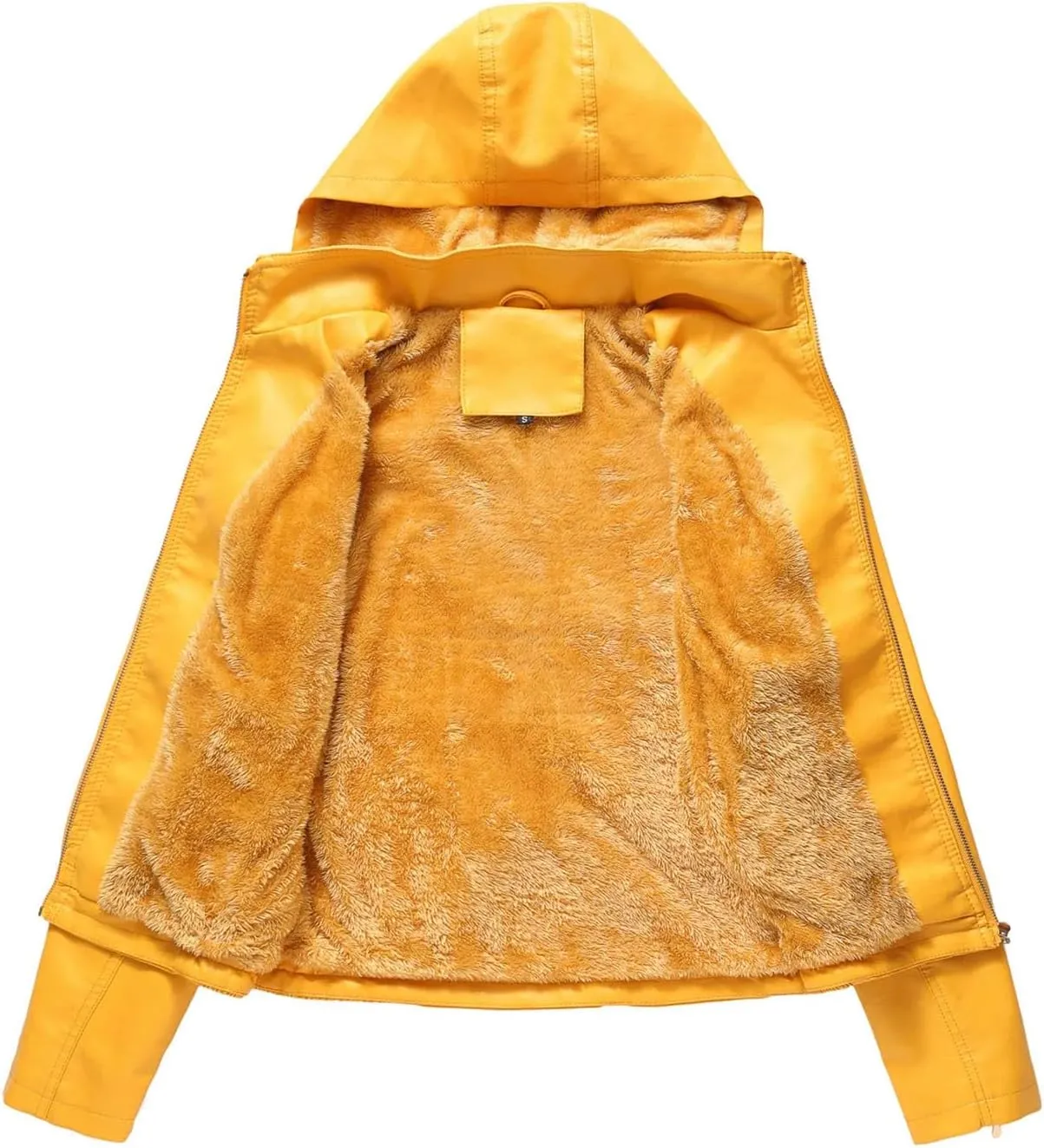 Women's Motorcycle Rider Zip-up jackets Hooded Faux Leather jackets Outerwear Women's Clothing Bodysuit jackets Tops