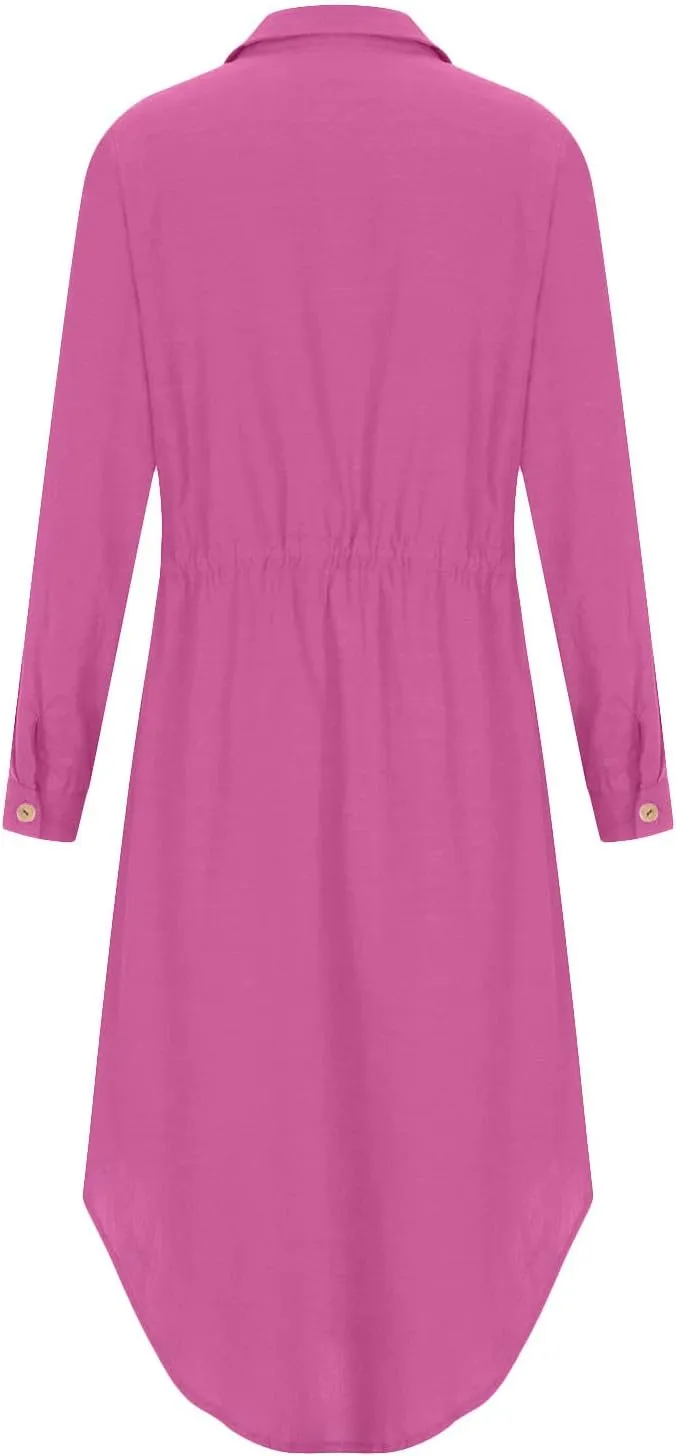 Womens Sun Dresses Sleeve Dresses Sun Dresses for Women Turtle Neck Linen Floral Midi Boho Shirt Sun Dresses