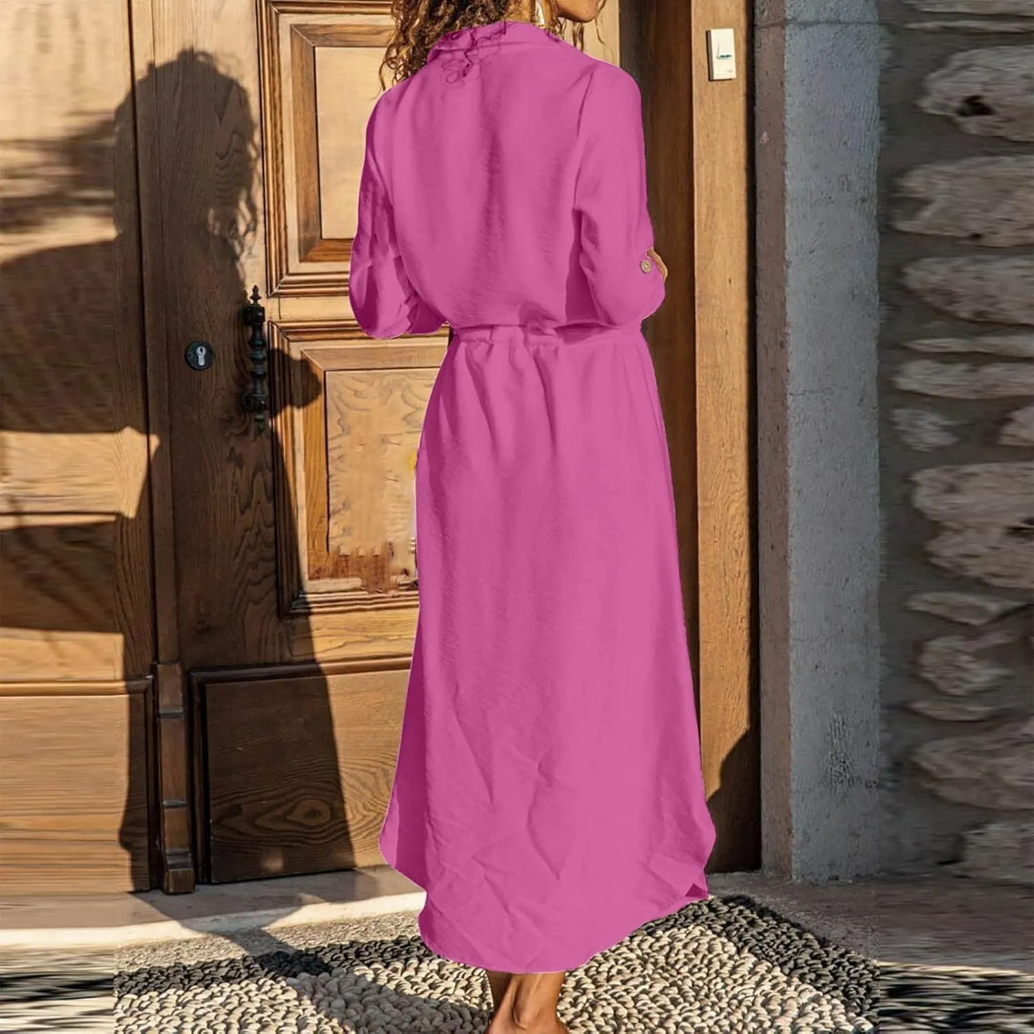 Womens Sun Dresses Sleeve Dresses Sun Dresses for Women Turtle Neck Linen Floral Midi Boho Shirt Sun Dresses