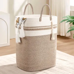 Woven Laundry Basket for Clothes, 65L Large Rectangle Laundry Hampers, Nursery Storage Basket for Toys, Tall Dirty Clothes Hamper for Bedroom Aesthetic, Bathroom, Laundry Room
