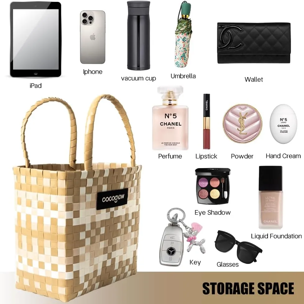 Woven Tote Bag For Women, PP eco-friendly tote bag,Female Handbag and Purses, Summer Beach, Pool