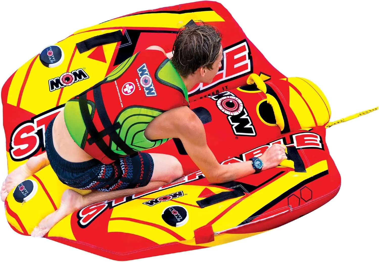 WOW Sports Take Control of the Ride 1 or 2 Person Inflatable Steerable Tube For Boating, 19-1090