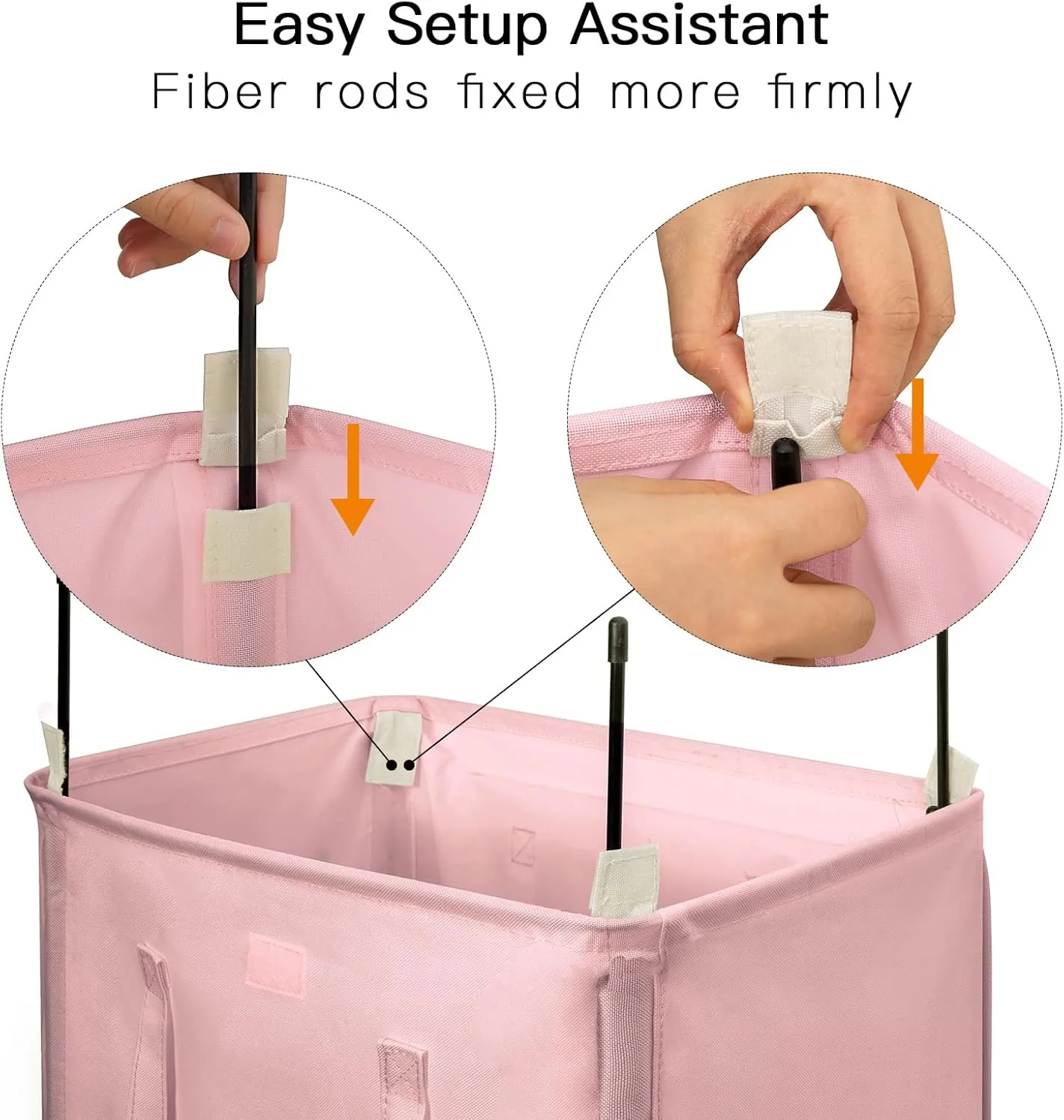 WOWLIVE 100L Laundry Hamper with Lid, Large Foldbale Laundry Basket with 2 Removable Bags and Handles, Tall Collapsible Dirty Clothes Hamper for Laundry Room, Bathroom, Dorm (Pink)