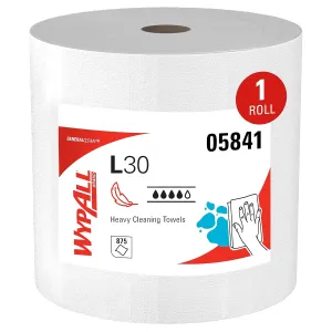 WypAll GeneralClean L30 Cloths Heavy Duty Cleaning Wipes, Jumbo (05841), Strong and Soft Towels, White (1 Roll of 875 Sheets, 875 Sheet Total)