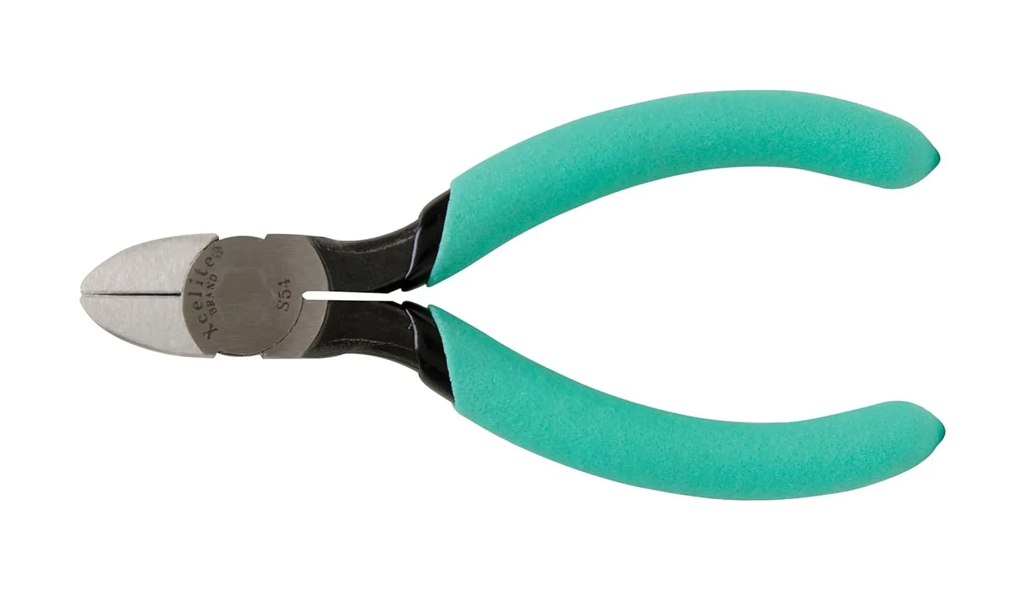 Xcelite S54N Diagonal Lead Cutter, Standard Jaw, 4-1/2" Length, 5/8" Jaw Length, Green Cushion Grip Handle
