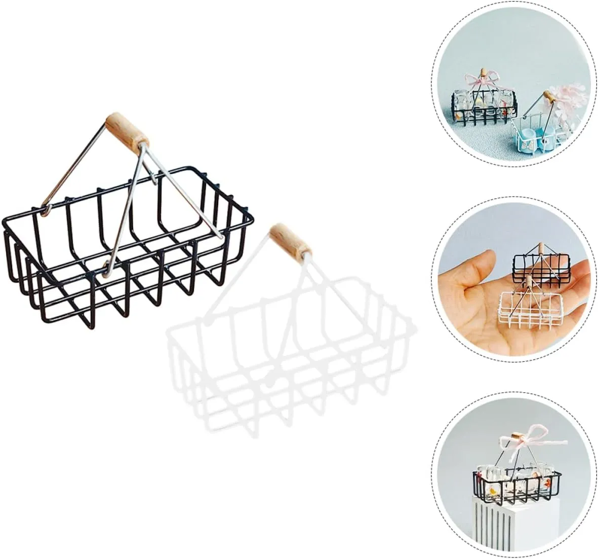 YARNOW 2sets 2pcs Miniature Storage Basket Model for Dollhouse Decor Decorative Baskets for Mini Furniture Display for Creating Lifelike Scenes 2pcs*2